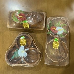 Vintage Hawaiian Wood Serving Bowls & Trays - ALL 3 INCLUDED *Free Shipping*